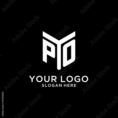 PO mirror initial logo, creative bold monogram initial design style photo