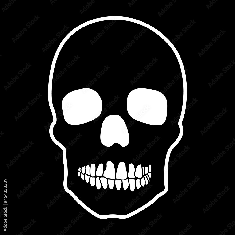 Human skull skeleton on black background. Vector illustration. Stock ...