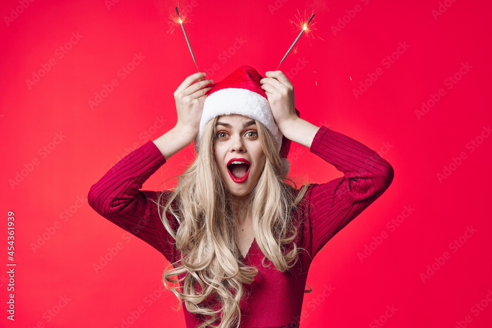 cheerful woman in new year clothes fashion posing holiday christmas cheerful woman in new year clothes fashion posing holiday christmas
