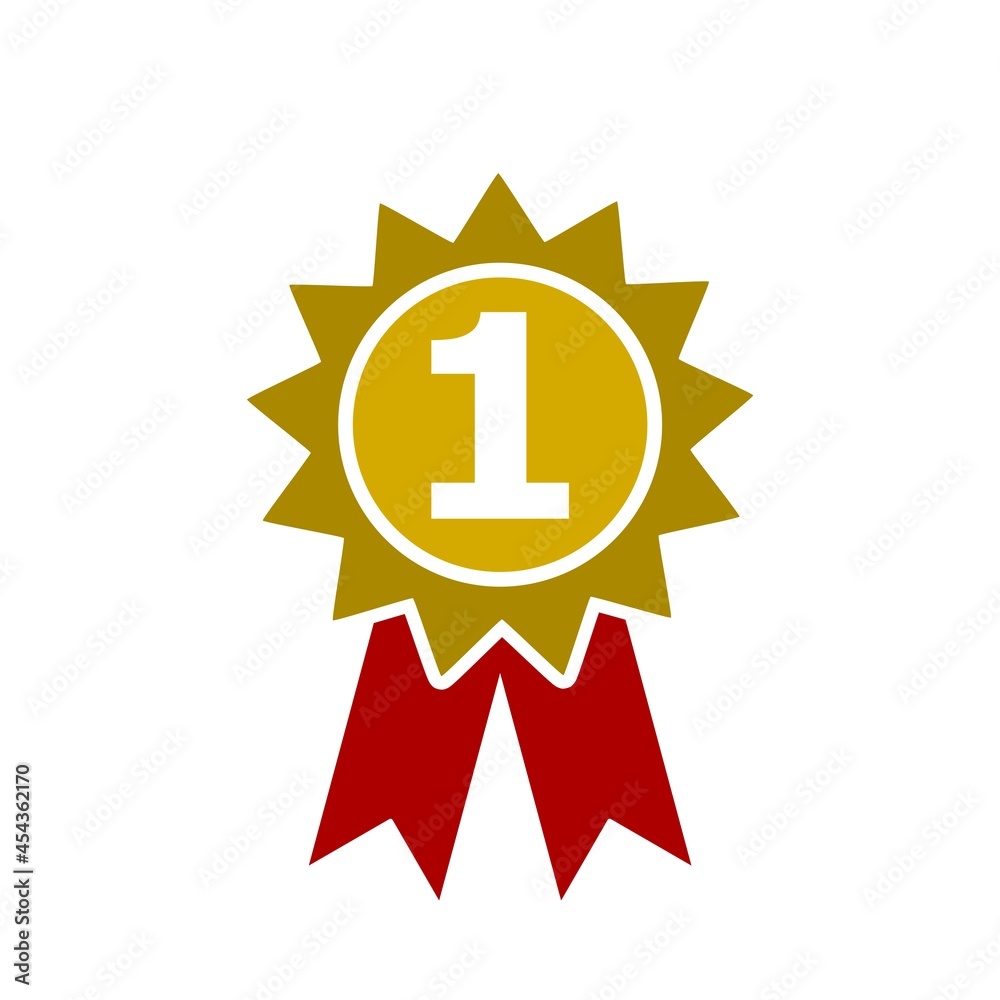 Gold medal 1st place icon isolated on white background - obrazy, fototapety, plakaty 