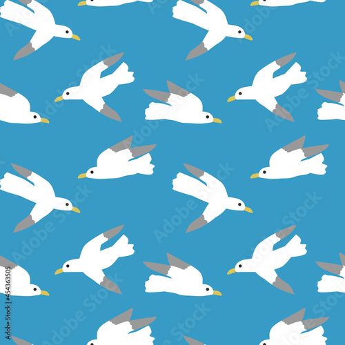 Seagull vector flat seamless pattern. Background for wallpaper  wrapping  packing  and backdrop. Endless wild animal print.