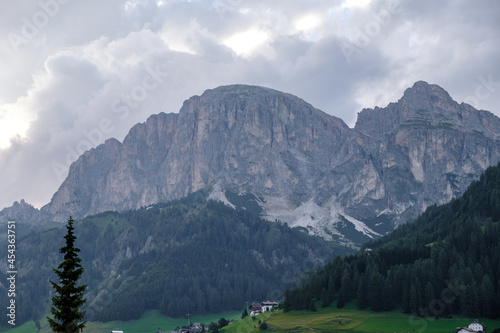 Corvara - August 2020: view of Sassongher from Corvara in summer