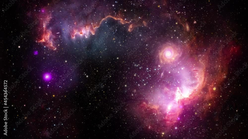 Loop Space Flight deep space exploration travel to The Small Magellanic Cloud or Nubecula Minor. 4K 3D loop space exploration to The Small Magellanic Cloud dwarf galaxy. Furnished by NASA image.
Loop Space Flight deep space exploration travel to The Small Magellanic Cloud or Nubecula Minor. 4K 3D loop space exploration to The Small Magellanic Cloud dwarf galaxy. Furnished by NASA image.