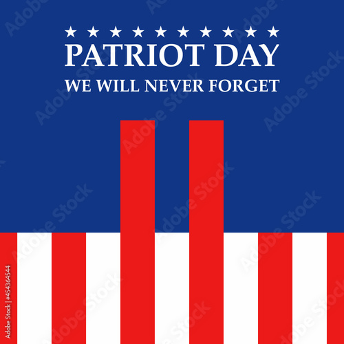 Obraz na płótnie September 11 Patriot day background poster United states flag Twin tower star lo