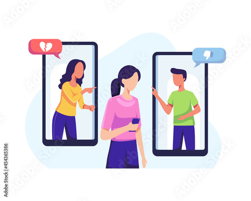 Cyberbullying in social networks and online abuse concept