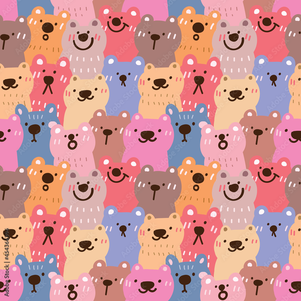 Fototapeta premium Seamless Pattern of Cartoon Bear Design