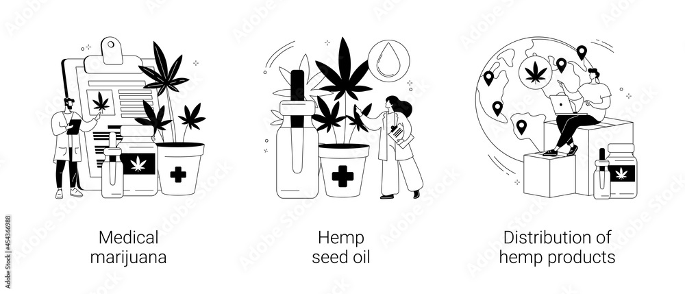 Fototapeta premium Medical cannabis abstract concept vector illustrations.