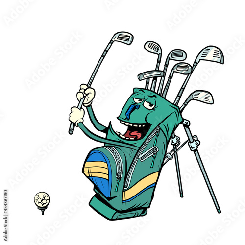 golf bag funny character, clubs and sports equipment, golf club