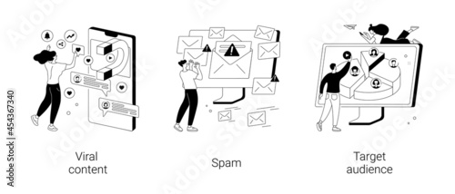 Social media marketing strategy abstract concept vector illustrations.