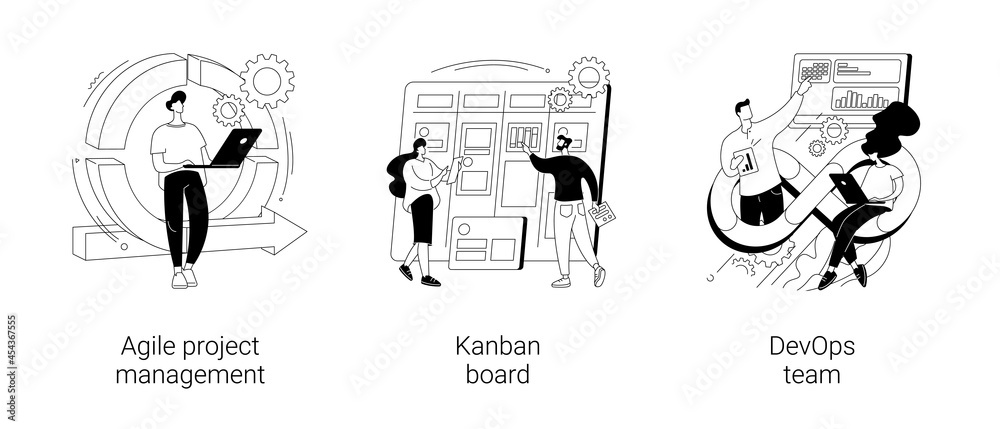 Obraz premium Software development company abstract concept vector illustrations.