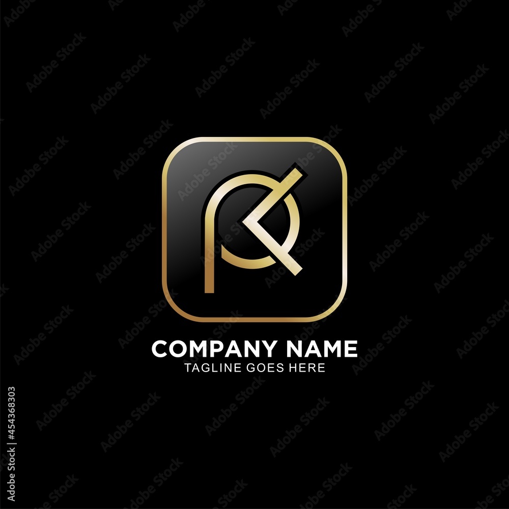 PK initial logo design for business company with gold color concept PK initial logo design for business company with gold color concept