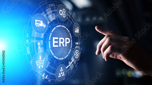 ERP - Enterprise resource planning business and modern technology concept on virtual screen