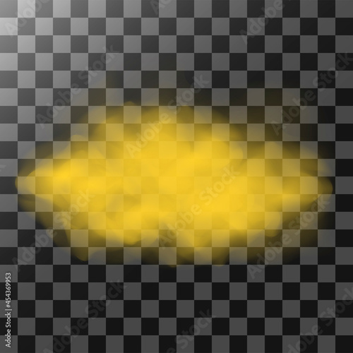 A cloud of yellow smoke or gas. Vector illustration, isolated on transparent background.