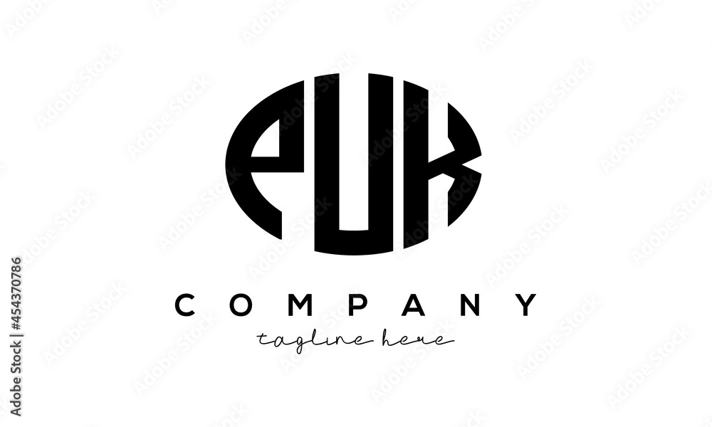 PUK three Letters creative circle logo design PUK three Letters creative circle logo design