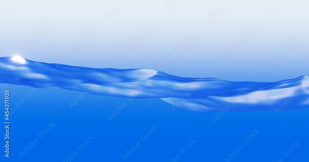 Loopable: Abstract animated background with waves on blue liquid surface and sun glare. Loopable: Abstract animated background with waves on blue liquid surface and sun glare.