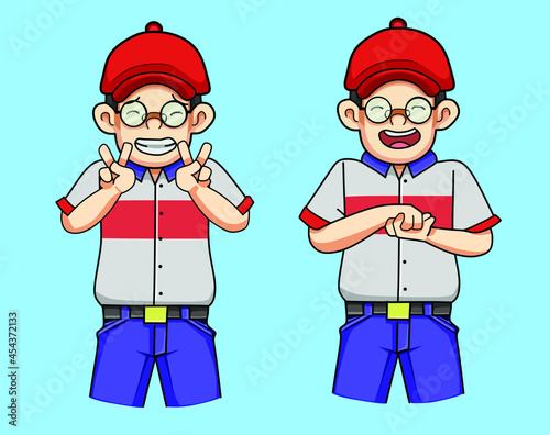 Delivery Logistics Courier Big Smile Mascot, Cartoon Art Vector Illustration