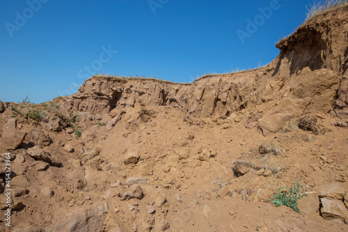 scattering of sand and stones in a village quarry