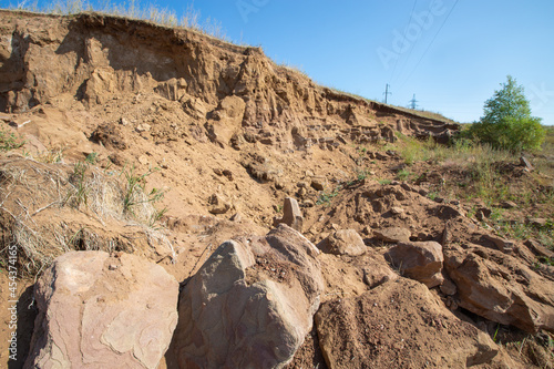 scattering of sand and stones in a village quarry