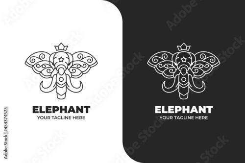 Elephant Head Ornament Monoline Logo