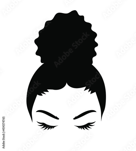 Abstract african girl clipart. Detailes silhouette of a woman with curly hair.