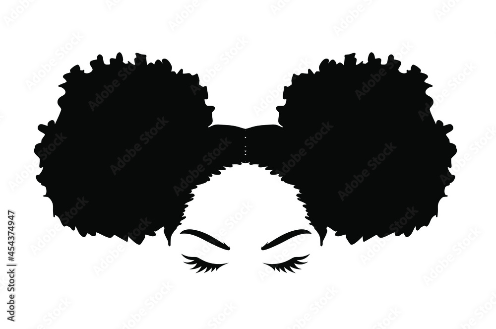 Abstract african girl clipart. Detailes silhouette of a woman with curly  hair. Stock Vector | Adobe Stock