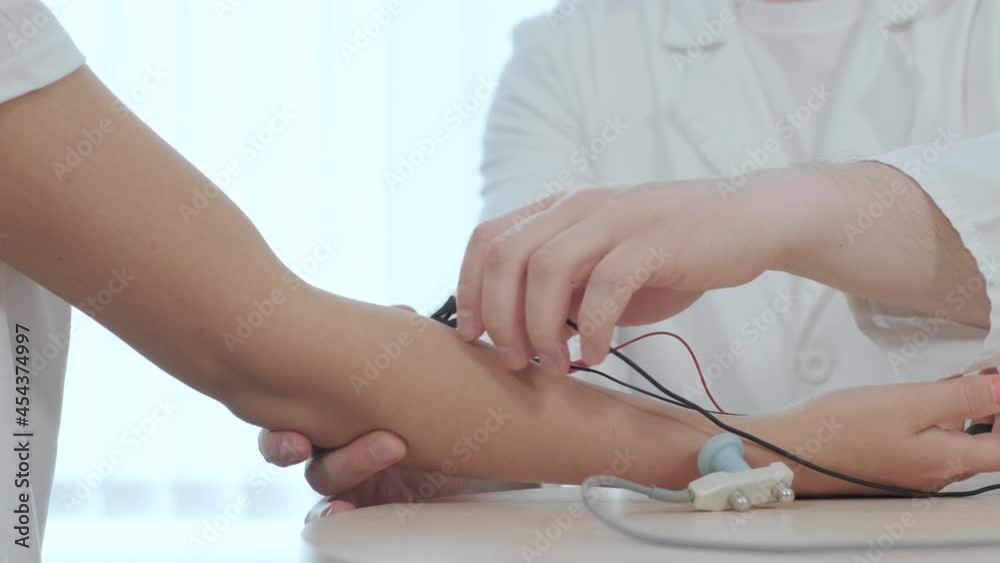 Patient nerves testing using electromyography at medical center Patient nerves testing using electromyography at medical center