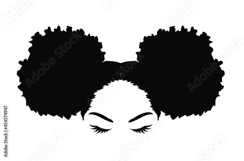 Abstract african girl clipart. Detailes silhouette of a woman with curly hair.