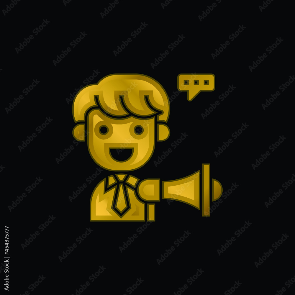 Advertising gold plated metalic icon or logo vector Advertising gold plated metalic icon or logo vector