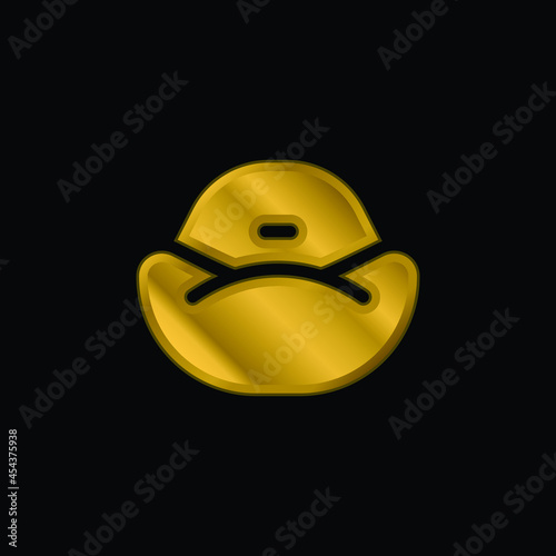 Bean Bag gold plated metalic icon or logo vector