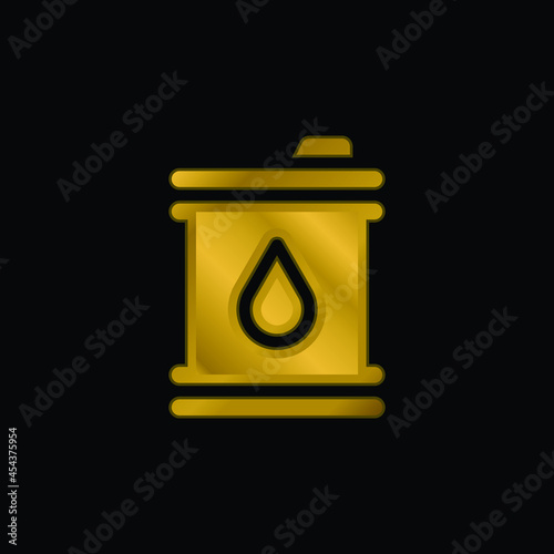 Barrel gold plated metalic icon or logo vector
