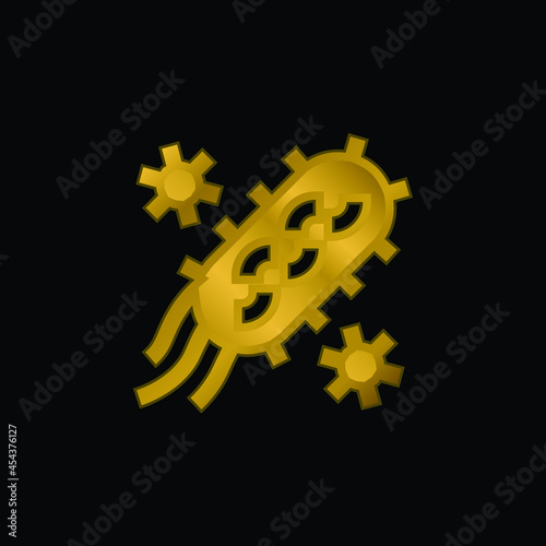 Bacteria gold plated metalic icon or logo vector
