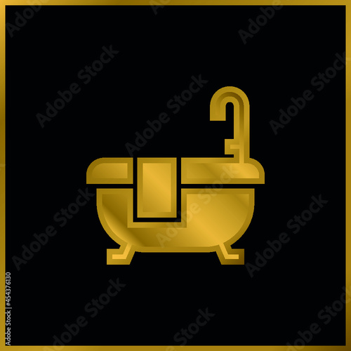 Bath gold plated metalic icon or logo vector