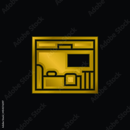 Bedroom gold plated metalic icon or logo vector