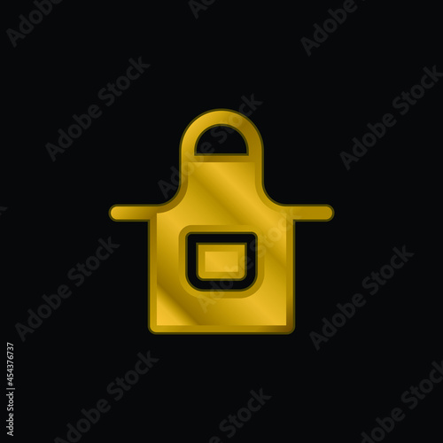 Apron gold plated metalic icon or logo vector