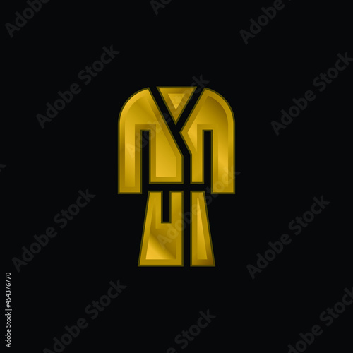 Bathrobe gold plated metalic icon or logo vector