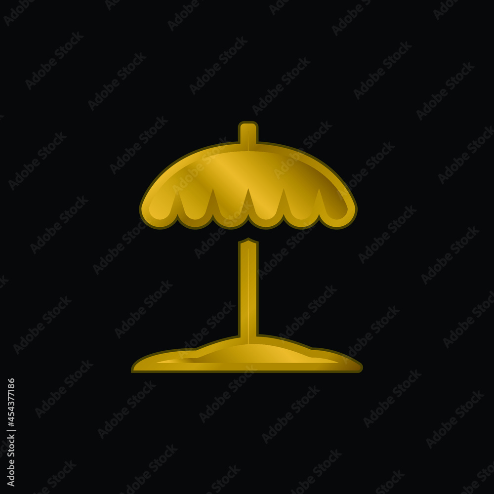 Beach gold plated metalic icon or logo vector