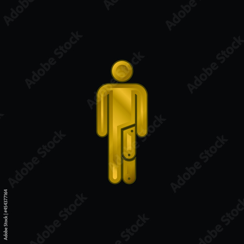 Amputee gold plated metalic icon or logo vector