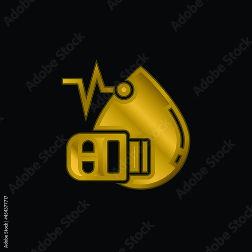 Blood Test gold plated metalic icon or logo vector
