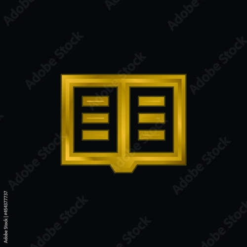 Book gold plated metalic icon or logo vector