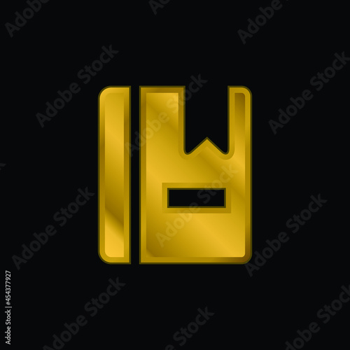 Book With Marker gold plated metalic icon or logo vector