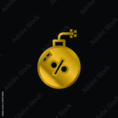 Bomb gold plated metalic icon or logo vector