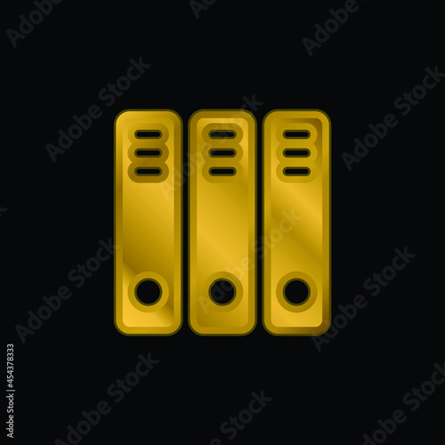 Binders gold plated metalic icon or logo vector