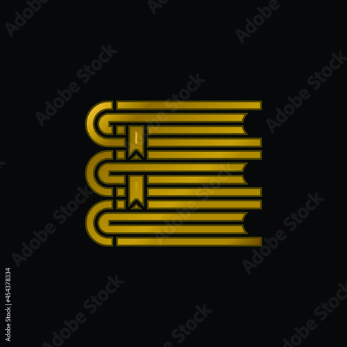 Books gold plated metalic icon or logo vector