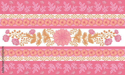 flowers and leaves seamless stitch pattern hand drawn flower background Floral fabric design for printing decorative paper covers fabrics wallpaper interiors packaging cosmetics cards batik boho vecto