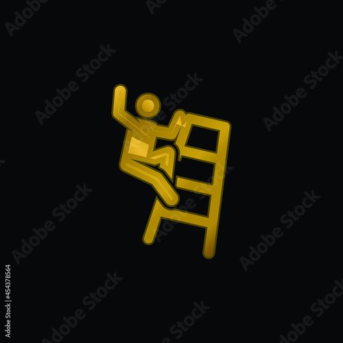 Accident gold plated metalic icon or logo vector
