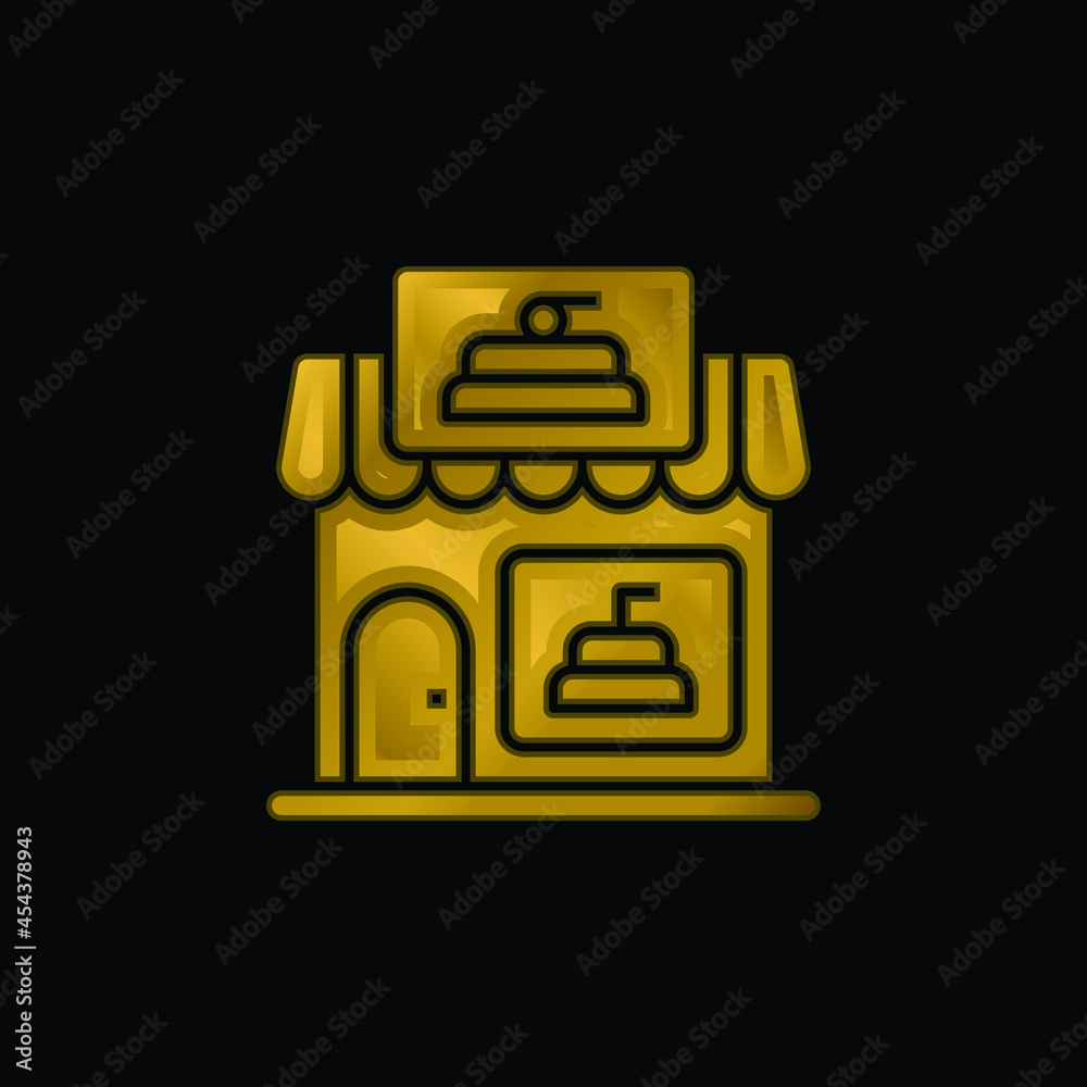 Fototapeta premium Bakery gold plated metalic icon or logo vector
