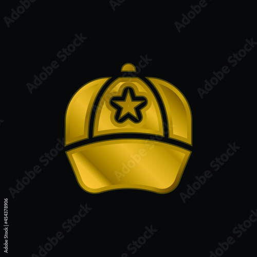 Baseball Cap gold plated metalic icon or logo vector