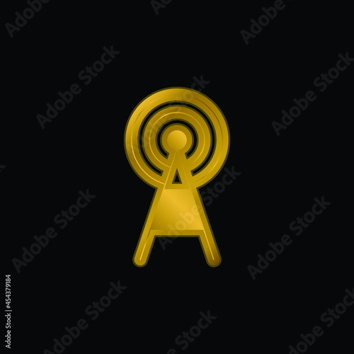 Antenna gold plated metalic icon or logo vector