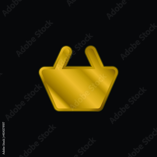 Basket Black Shape gold plated metalic icon or logo vector