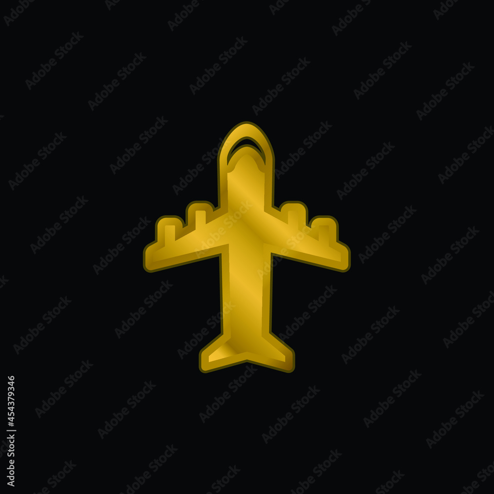 Airplane With Four Engines gold plated metalic icon or logo vector Airplane With Four Engines gold plated metalic icon or logo vector